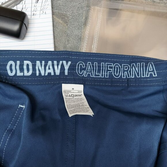Old Navy Swim Trunks NWT Size 36 X 10 California Board Shorts Blue Unlined - Picture 7 of 7